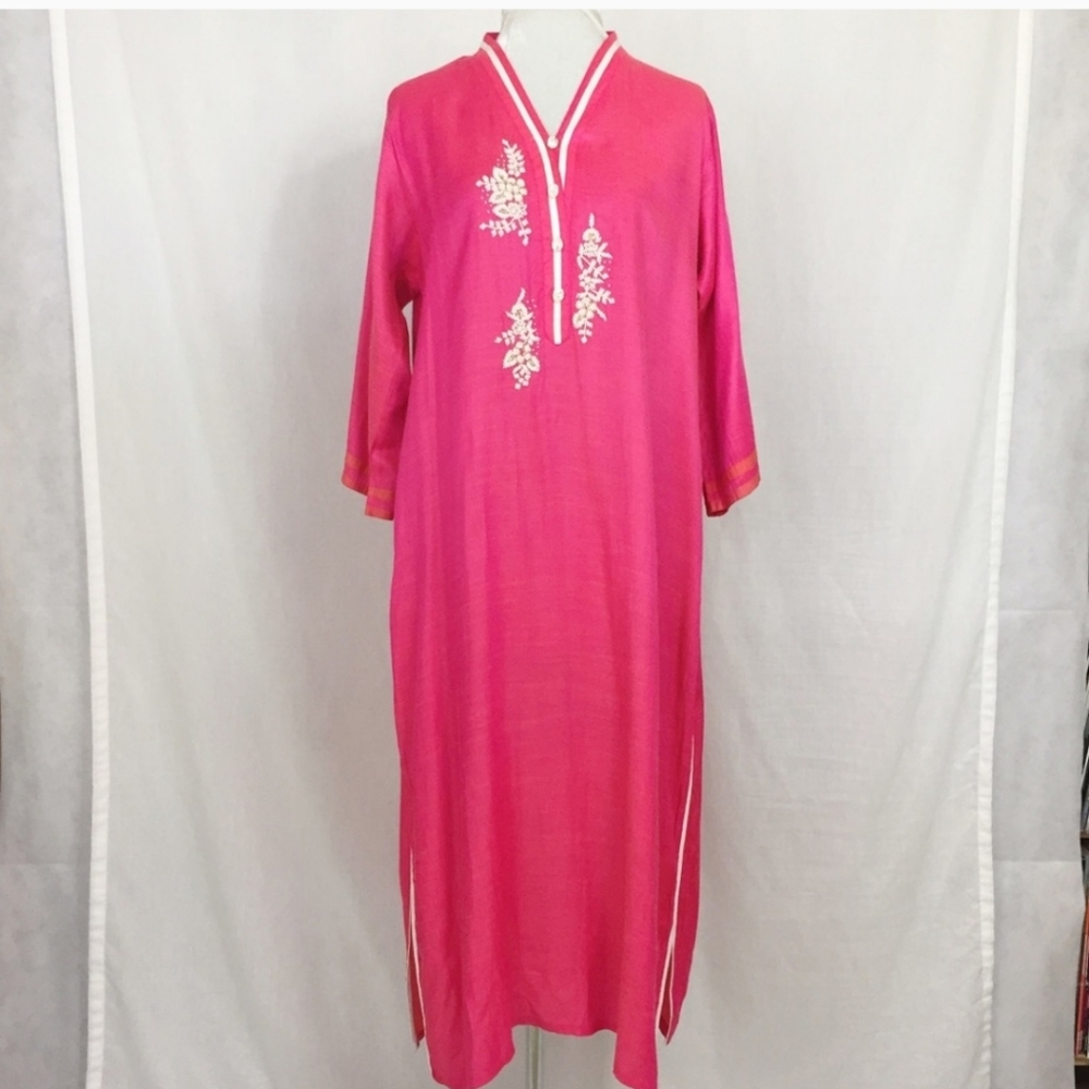 Kaftan Pink dupioni silk